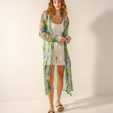 Green floral print viscose tunic