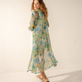 Green floral print viscose tunic