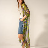 Túnica de viscosa con estampado floral verde