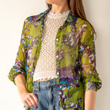 Túnica de viscosa con estampado floral verde