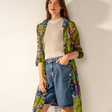 Túnica de viscosa con estampado floral verde