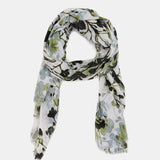Pañuelo de viscosa con estampado floral verde