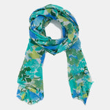 Pañuelo de viscosa con estampado floral verde