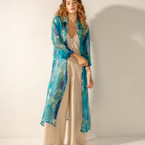 Blue floral print viscose tunic