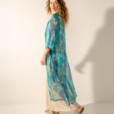 Blue floral print viscose tunic