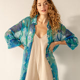 Blue floral print viscose tunic