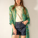 Túnica de viscosa con estampado geométrico verde