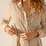 Viskose-Tunika mit fuchsiafarbenem Streifendruck