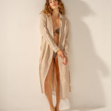 Viskose-Tunika mit fuchsiafarbenem Streifendruck