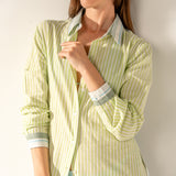 Green striped viscose tunic