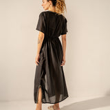 Túnica de viscosa con detalles metalizados negra