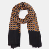 Pañuelo de viscosa con estampado grométrico negro