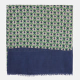 Pañuelo de viscosa con estampado grométrico azul