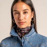 Bandana de seda con estampado grométrico burdeos
