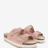 Beige suede platform sandal