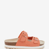 Orange suede platform sandal