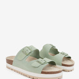 Green suede platform sandal