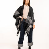 Black striped print poncho