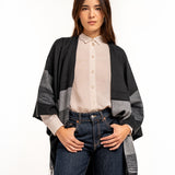 Black striped print poncho