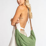 Crossbody bag in recycled and padded materials, green