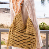 Yellow macramé shoulder bag