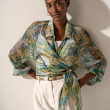 Green floral print viscose tunic