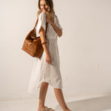 Cognac leather shoulder bag