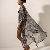 Túnica de viscosa con estampado geométrico negro